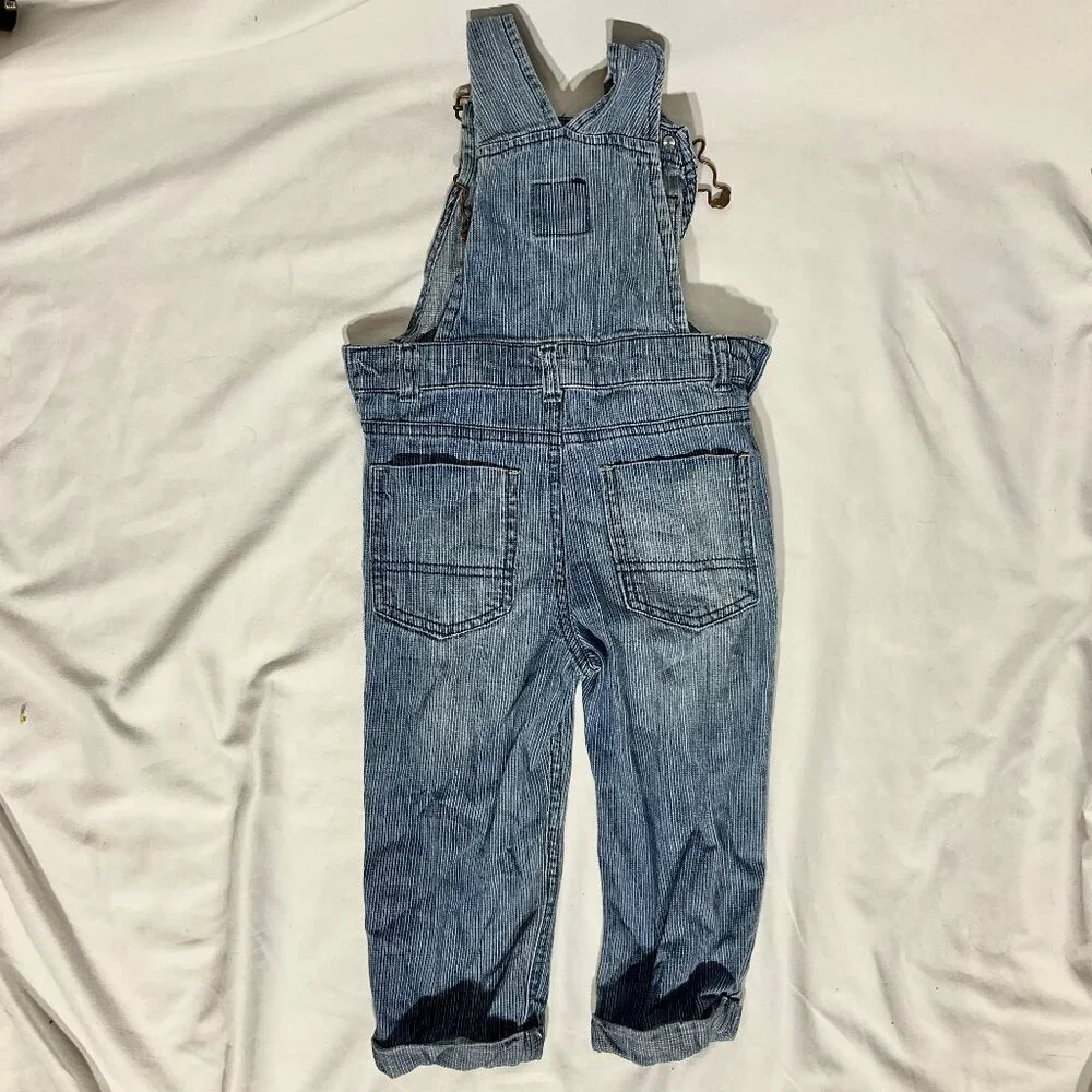 OshKosh B'Gosh 2T Striped Jean Overalls Denim Toddler Kids